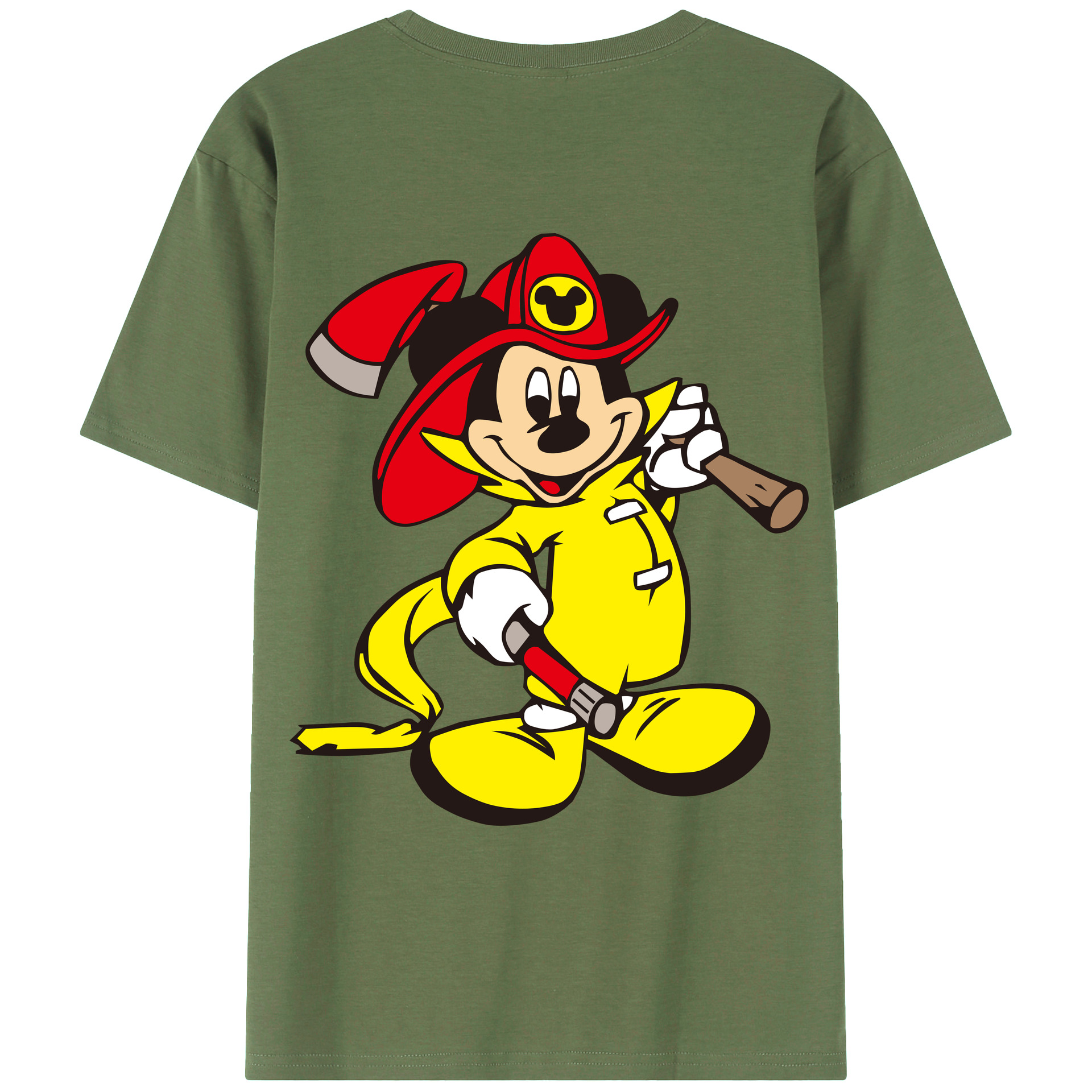 ミッキーマウス Mickey Mouse 綿100％ メンズ半袖Tシャツ（バックプリント） 通気性